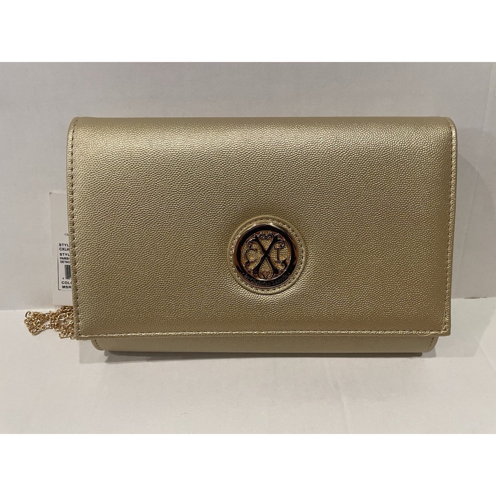 Brand New‎ CXL by Christian Lacroix Paris Caviar Clutch Gold Detachable Chain